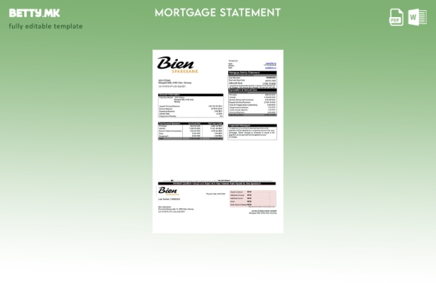 модерен стил Норвешка Bien Sparebank изјава за хипотека Шаблон за Word и PDF шаб